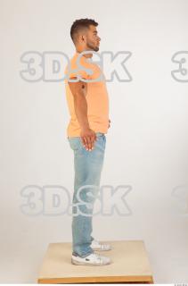 Whole body orange tshirt light blue jeans of Harold 0015